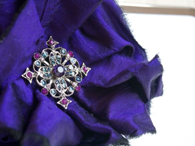 Vintage Rhinestone Flower Bridal Clutch Custom Made to Order- Ultraviolet Purple