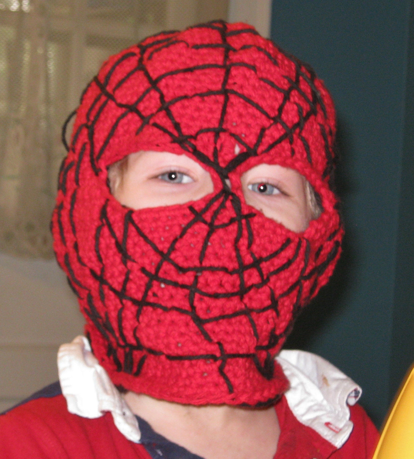 Crochet PDF Spiderman mask balaclava hood hat