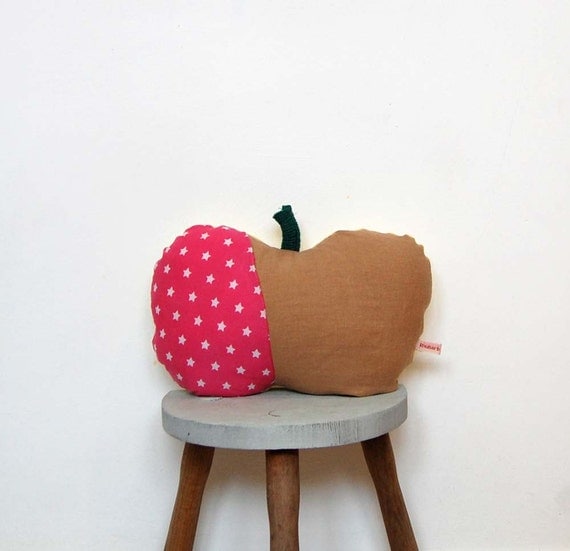 Handmade Apple Cushion Pillow, Linen and Stars - Etsy Rhubarb and Apples