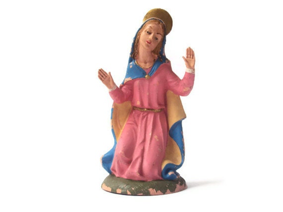 Vintage Fontanini Nativity Mary Figurine, Collectible Figure, Signed with Spider Mark, No. 2, Despo Italy