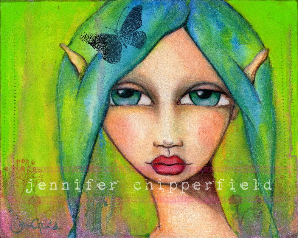 8x10 Fairy Painting-Mixed Media Original