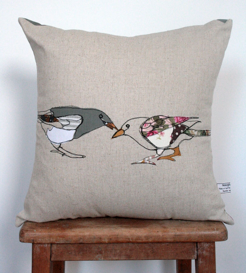 Appliqued Bird Cushion