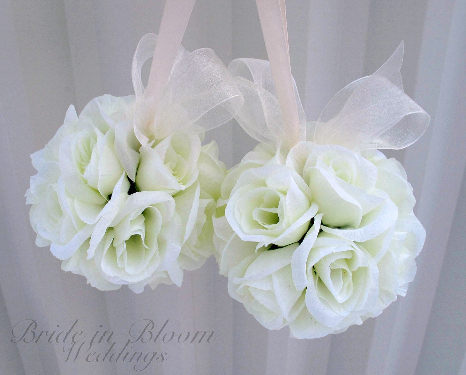 Wedding flower balls pomander ivory cream Wedding decorations Ceremony Aisle pew markers