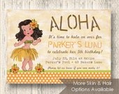 Vintage Luau Invitation for Birthday Party or Baby Shower - Girls Hula DIY Printable Invite by BeeAndDaisy - Skin and Hair Options Il_170x135