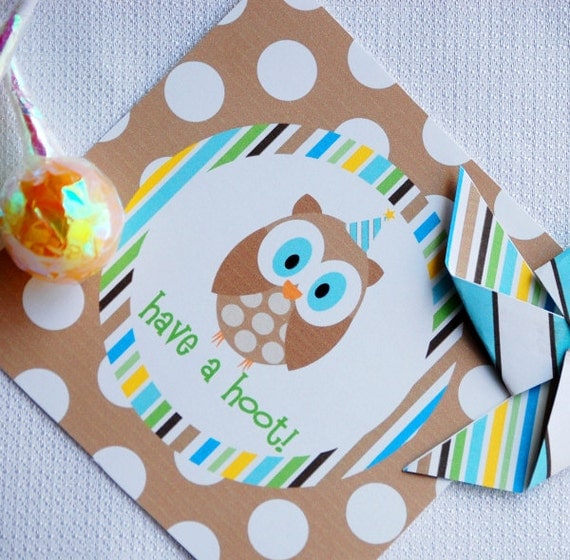 Blue Hoot Owl Party Decorations for Birthday Party or Baby Shower - Boys DIY Printable Decor by BeeAndDaisy - Instant Download Il_570xn