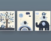 Baby boy, Nursery wall Decor, Children Art print, Harper, baby elephant, set of 3 8x10...match to the colors Harper bedding pottery barn