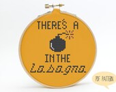 There's a Bomb in the Lasagna - Funny Cross Stitch Pattern - Doug 90s Cartoon Cross Stitch