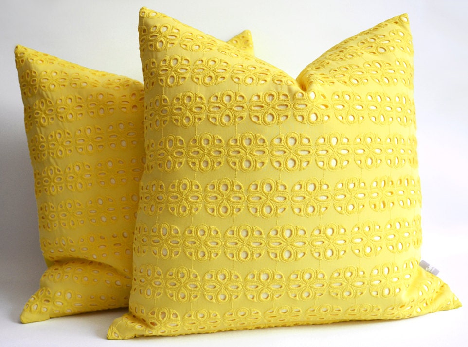 Sukan / 1 Lace Pillow Cover Yellow - lace pillow - yellow pillow - lemon pillow - lace cushion - lace shams -20x20 pillows