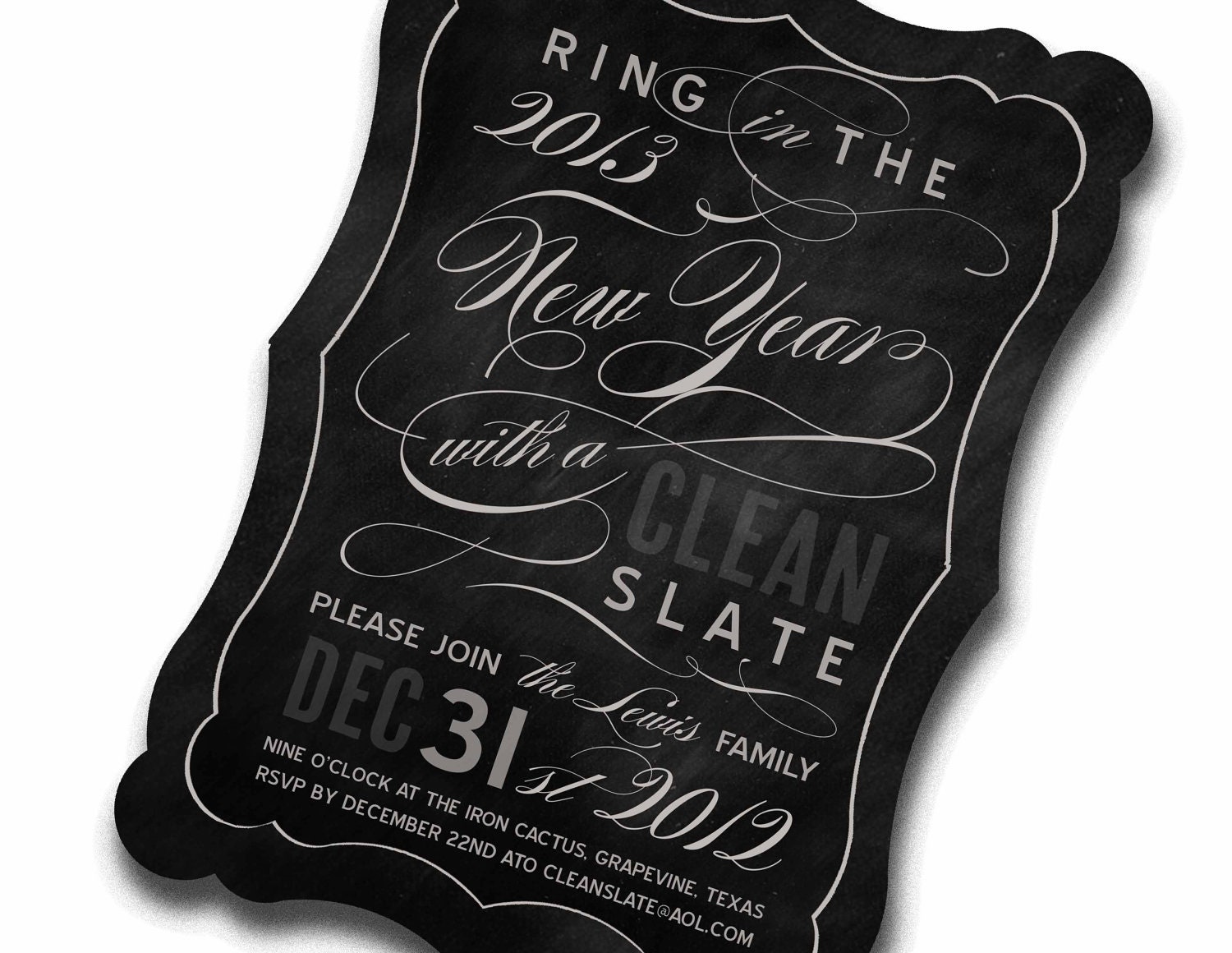 New Years Invitation . Clean Slate Collection . by Loralee Lewis
