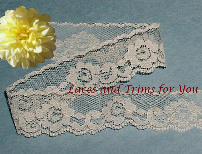 10 Yards Ivory Vintage Floral Lace Trim 1 inch wide Fabric Trim M91A