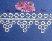 2 Yards Vintage White Venise Bridal Lace Trim 1-1/8 inch wide Fabric Trim R130A