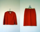 SALE Vintage Betty Barclay Skirt Suit // 60s Perfect Red // Medium