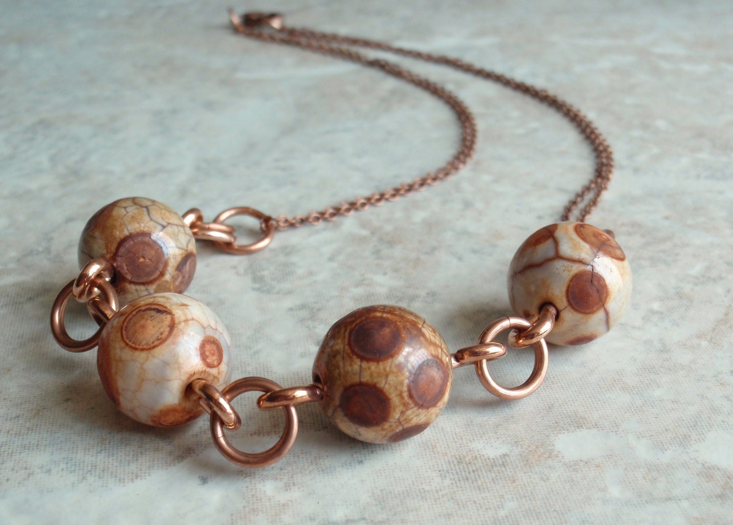 Copper Rusty Jasper Beaded Necklace