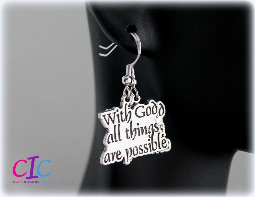 With God All Thing Are Possible Religious Earrings