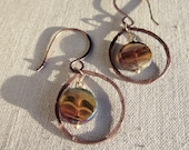 Everdeen Earrings in Autumn - Czech Glass with Hammered Copper and Brass