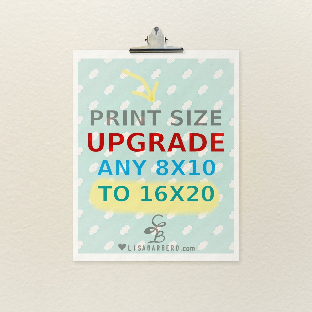 Print Size Upgrade // 8x10 to 16x20 // Professionally Printed with Archival Pigment Inks on 100% Cotton Rag Velvet Fine Art Paper