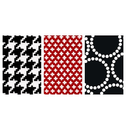 Houndstooth and Crimson Custom Baby Bedding Made to Order, Blanket, Bumper and Sheet FREE NAME PILLOW