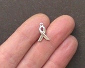 12 Awareness Ribbon Charms Antique Tibetan Silver Tone - SC1471