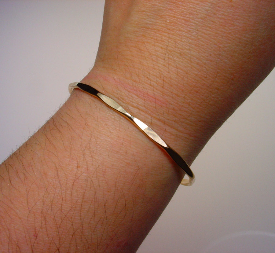 2 - Medium Gold Cuff Bracelets - 14k Yellow goldfill - Stacking Bangles - Thin Bangle Bracelets