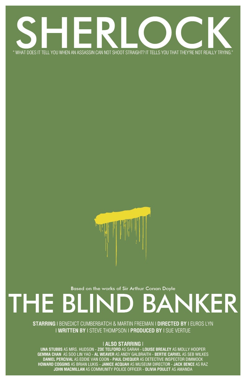 11x17 Sherlock Art Print Collection: "A Study in Pink", "The Blind Banker", and "The Great Game" - A Modern Mystery Poster Series