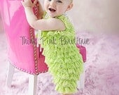 Lime Green petti lace romper and headband SET, petti romper,baby headband, flower headband,vintage inspired headband and lace petti romper