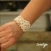 Beaded Cuff Vintage Lace Hand Embroidered Beadwork Pearls Bracelet, Wedding Cuff, SNIR