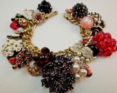 Film Noir Repurposed Vintage Jewelry charm bracelet one of a kind OOAK