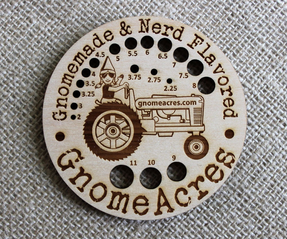 Knitting Needle Gauge - METRIC - Laser Cut Wood - Designed by GnomeAcres