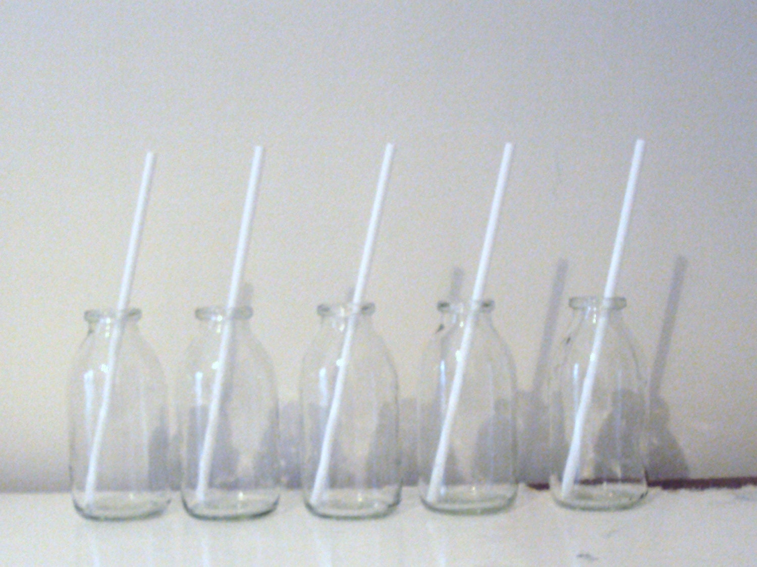 Five upcycled mini milk bottles/jars.Great for PARTY STYLING.