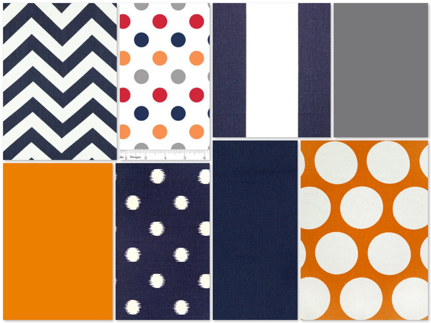 Reserved Listing, Custom Crib Bedding - orange and navy