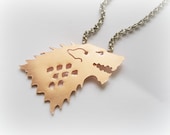 A Game of Thrones Metalwork jewelry - Winter is coming necklace - werewolf earrings - Stark Direwolf necklace