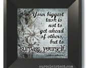 Surpass Yourself - Inspirational Running 8x8 Art Print - quote blue vintage marathon race run