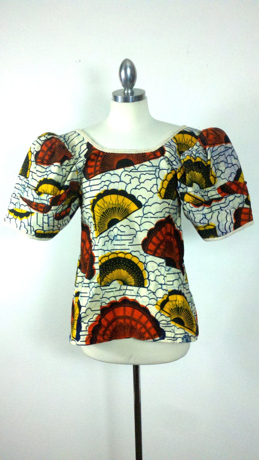 Vintage Tribal Ethnic Avant Garde Dramatic Puffed Sleeve Blouse