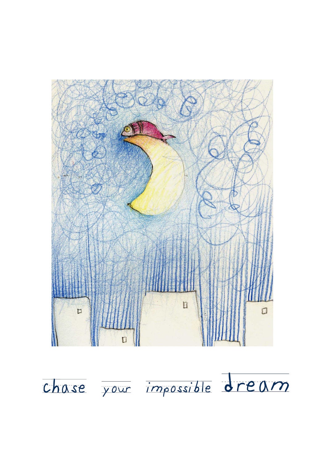 Nursery decor, baby nursery art. Nursery wall quote, inspirational art print. Chase your impossible dream.