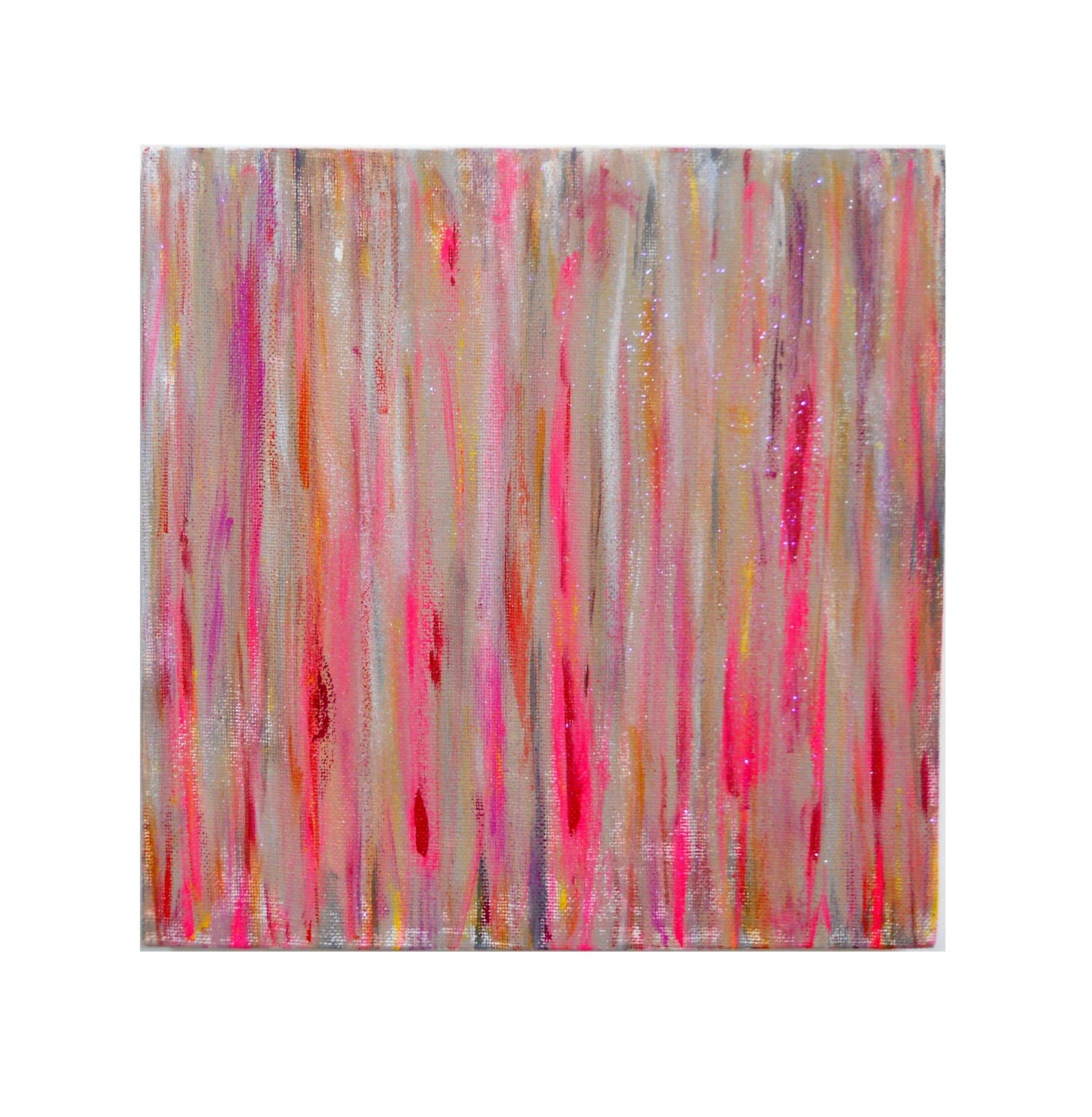 Nude Pink Glitter Abstract 10x10 Original Painting by Precious Beast