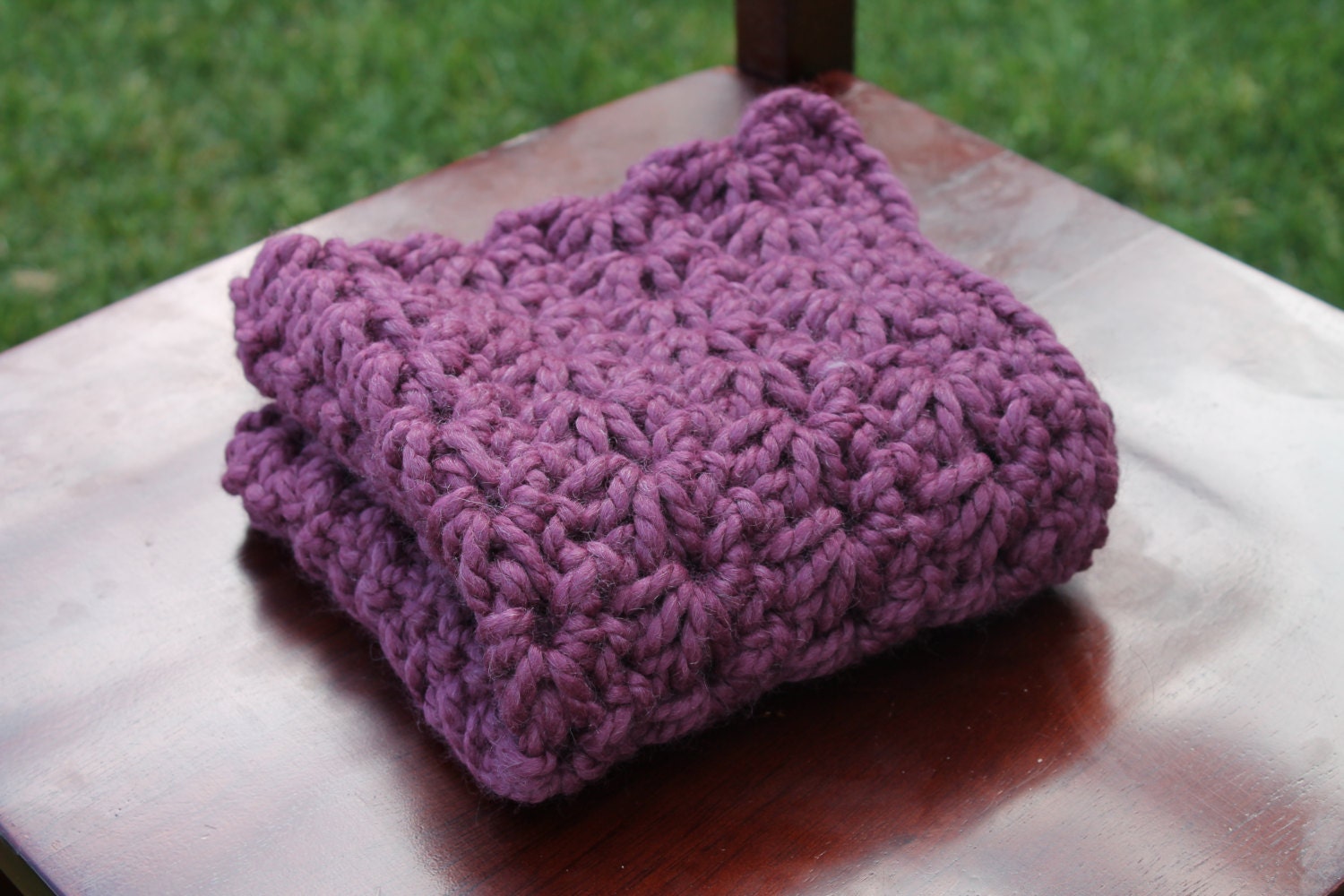 crochet Mini Blanket in purple Basket Stuffer Layering Newborn Photopgraphy Photo Prop granny square
