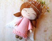 Personalized Angel Ornament - Wool Felt, Christmas, Holiday - Ponytails, Personalize, Custom