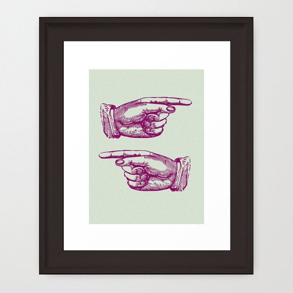 Art Print Vintage Pointing Hands Print Etched Looking Home Décor A3 Print Nursery Art Original Design by Adidit Print no. 057