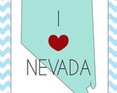 Nevada print, I heart nevada custom colors state prints, State prints 5x7 or 8x10 printable, customizable Il_170x135