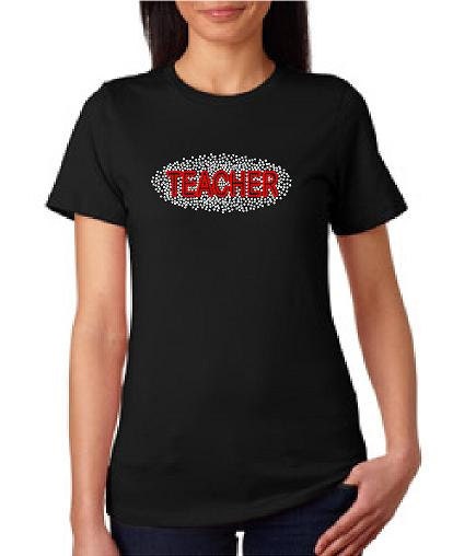 Rhinestone TEACHER Tshirt - MEGA Bling TEACHER ...tee shirt