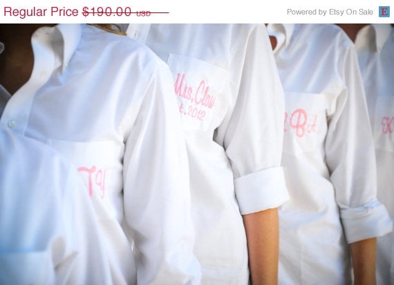 ON SALE Oversized Men's Button Down Bride and Bridesmaids Shirt Monogrammed Set of 5