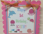 Pink Sea Collection -Party Sign -Door Sign -Birthday -Baby Shower -Under the Sea Party -Sea Animals -Ocean Party Il_170x135
