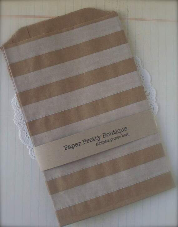 Kraft Striped Paper Bags