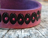 Purple Black Leather Bracelet