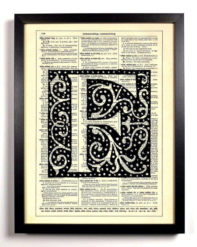 Letter F Block Filigree Typography Repurposed Book Upcycled Dictionary Art Vintage Book Print Recycled Dictionary Page Buy 2 Get 1 FREE