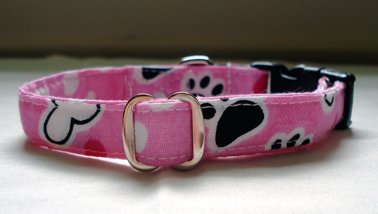 Baby Bones Pink - Eco Dog Collar - Small (8" - 12")