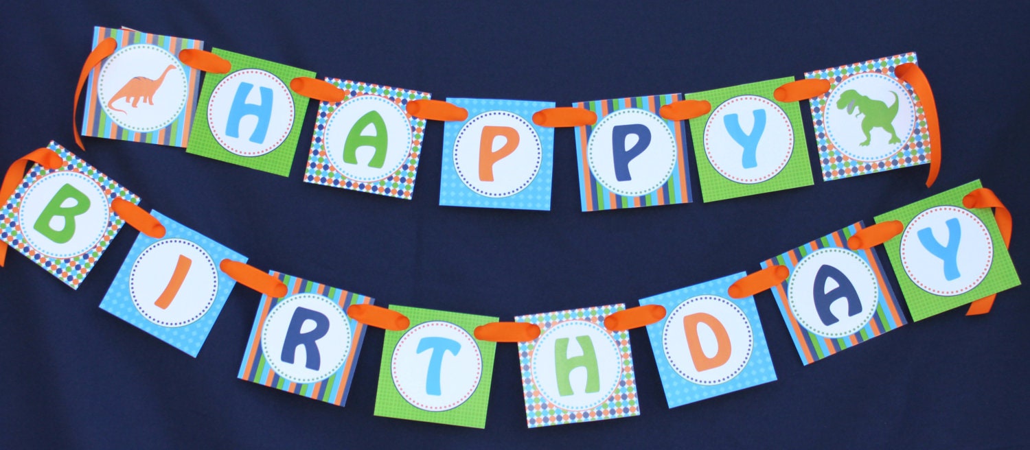 DIY Dinosaur Banner Birthday Collection PRINTABLE Party happy birthday Banner Il_570xn
