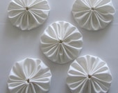 5 fabric yoyos extra large unbleached white 4 inch round  ready to ship