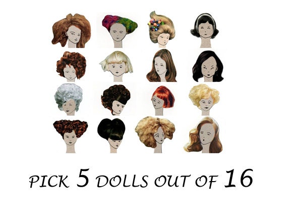 5 paper dolls/bookmarks - choose for yourself - funky valentine gift