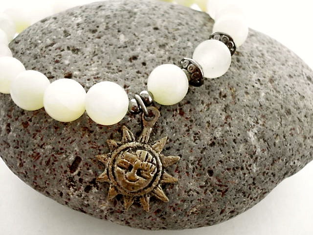 Tibetan Sun Yoga Bracelet, New Jade, Handmade Tibetan Charm Yoga Jewelry, Beaded Bracelet